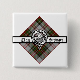 Clan Stewart Fancy Crest Badge 2 Inch Square Button