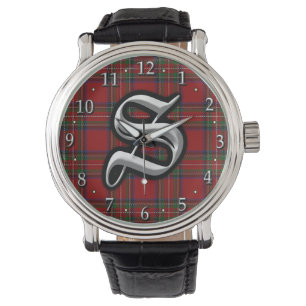 Clan Stewart Letter S Monogram Tartan Watch