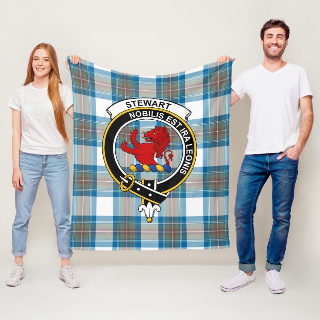 Clan Stewart Muted Blue (Stuart) of Bute Tartan Pl Fleece Blanket (In Situ)