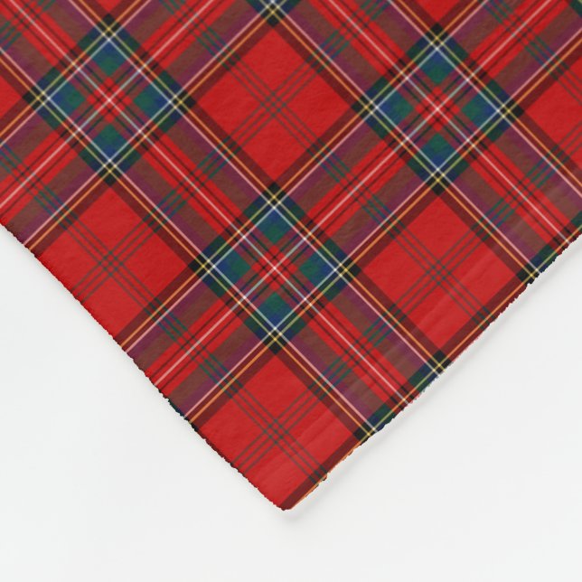 Clan Stewart of Appin Tartan Scottish Red Plaid Fleece Blanket (Corner)