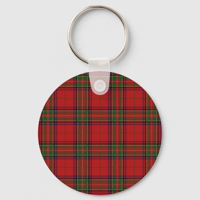Clan Stewart Scottish Tartan Plaid Pattern Keychain (Front)