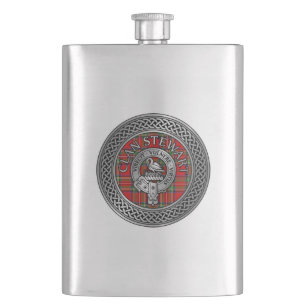 Clan Stewart Stuart Crest & Tartan Knot Hip Flask