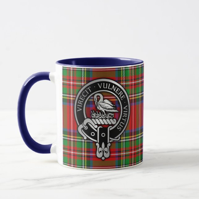 Clan Stewart | Stuart Crest & Tartan Mug (Gauche)