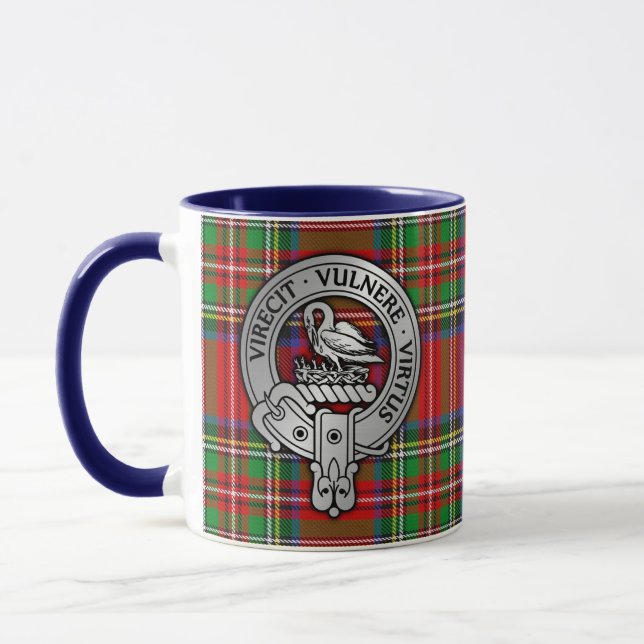 Clan Stewart | Stuart Crest & Tartan Mug (Left)