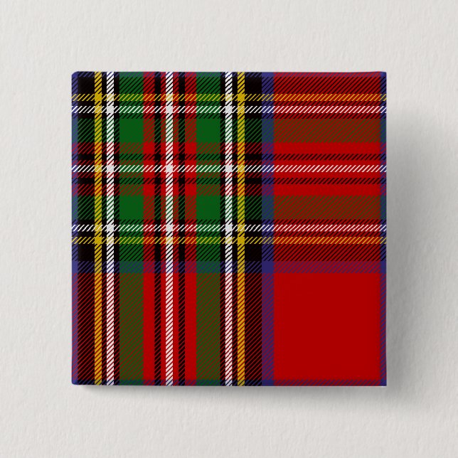 Clan Stewart Tartan 2 Inch Square Button (Front)