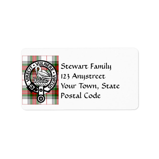Clan Stewart Tartan Crest Étiquettes de adresse (Devant)