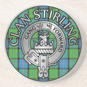 Clan Stirling Crest & Tartan Knot Coaster