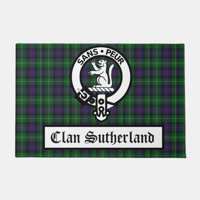Clan Sutherland Crest Badge & Tartan Doormat (Front)