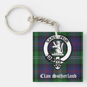 Clan Sutherland Crest Badge & Tartan Keychain