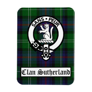 Clan Sutherland Crest Badge & Tartan Magnet