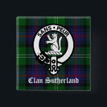 Clan Sutherland Crest & Tartan 2 Inch Square Button<br><div class="desc">Clan Sutherland Modern Tartan and Crest Badge graphics</div>