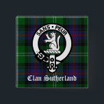 Clan Sutherland Crest & Tartan 2 Inch Square Button<br><div class="desc">Clan Sutherland Modern Tartan and Crest Badge graphics</div>
