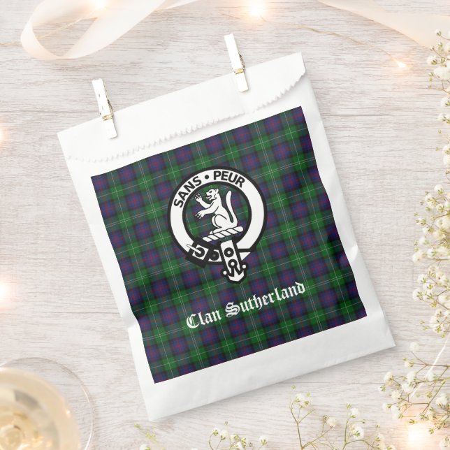 Clan Sutherland Crest & Tartan  Favour Bag (Clipped)