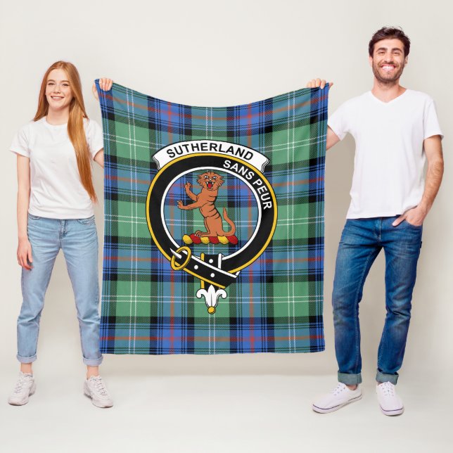 Clan Sutherland Old Ancient I Tartan Plaid Fleece Blanket (In Situ)