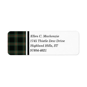Clan tartan écossais vert-foncé et noir de Gunn