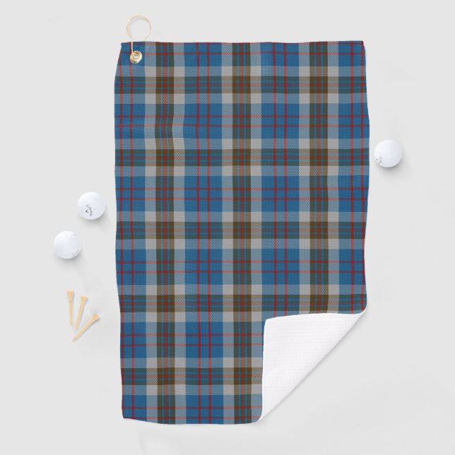 Clan Thompson Blue and Grey Scottish Tartan Golf Towel (InSitu)