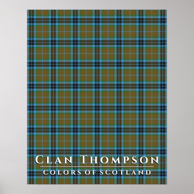 Clan Thompson Colors Scotland Blue Brown Tartan Poster (Front)