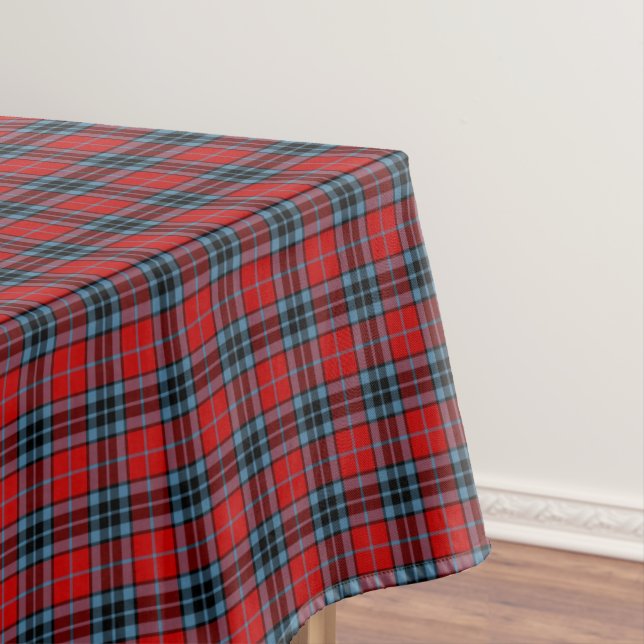 Clan Thompson Red, Blue, and Black Scottish Tartan Tablecloth (In Situ)