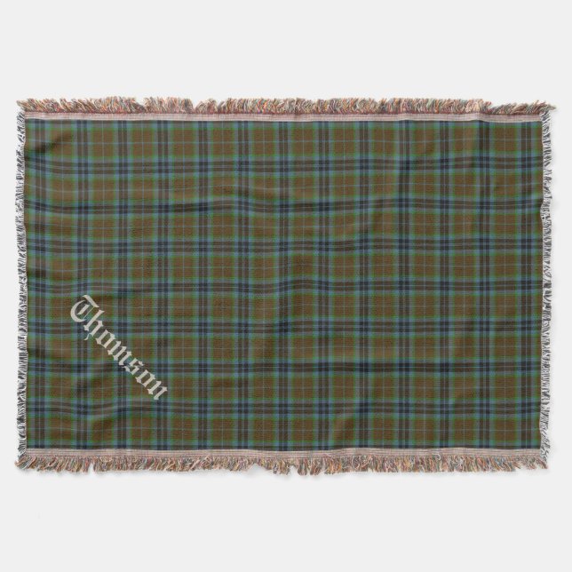 Clan Thomson Tartan Plaid Custom Throw Blanket (Front)