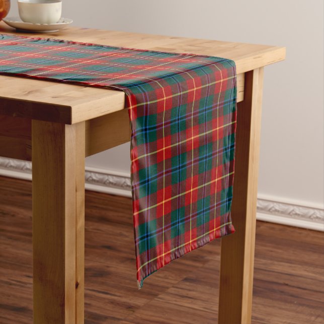 Clan Turnbull Red and Green Scottish Tartan Short Table Runner (In Situ)