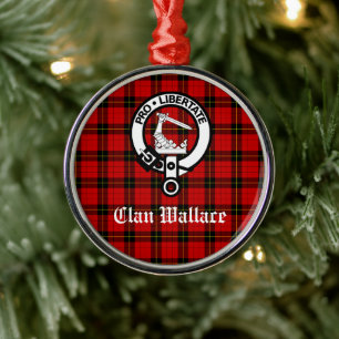 Clan Wallace Crest Badge and Tartan Customized  Metal Ornament