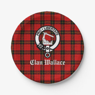 Clan Wallace Crest Badge and Tartan Paper Plate