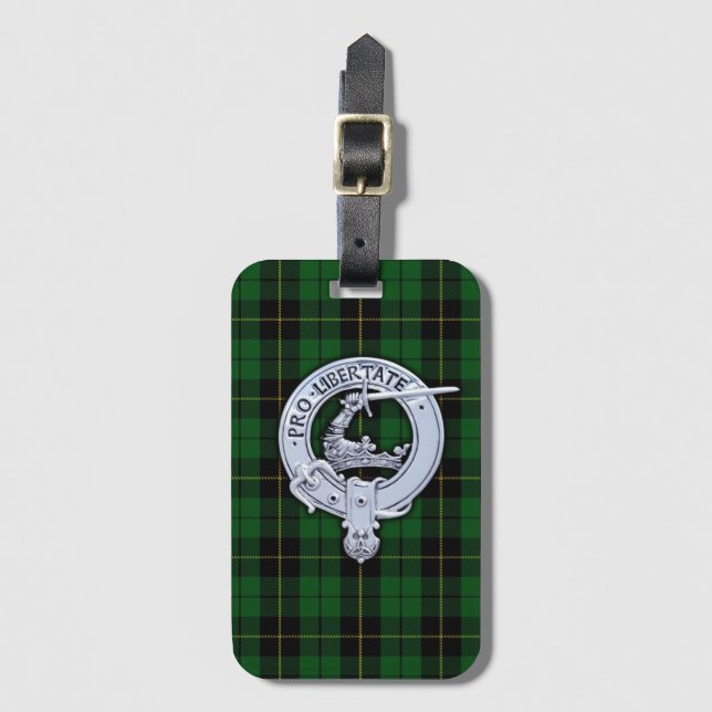 Clan Wallace Crest & Hunting Tartan Luggage Tag (Front Vertical)