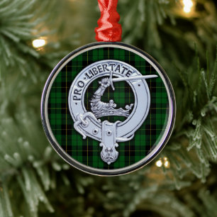 Clan Wallace Crest & Hunting Tartan Metal Ornament