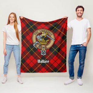 Clan Wallace Crest over artan Fleece Blanket