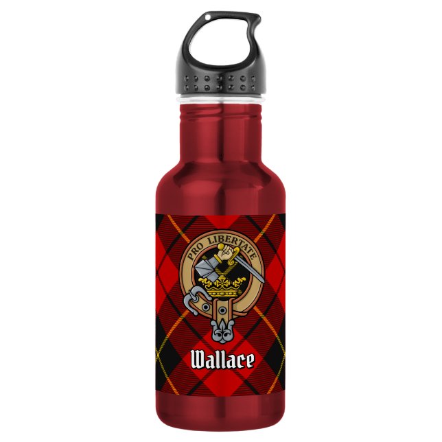 Clan Wallace Crest over Tartan 532 Ml Water Bottle (Front)