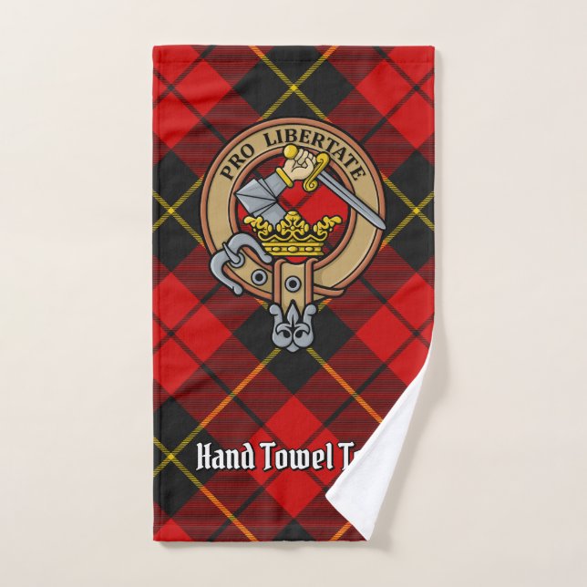 Clan Wallace Crest over Tartan Bath Towel Set (Hand Towel)