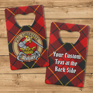 Clan Wallace Crest over Tartan Credit Card Bottle Opener