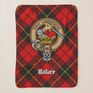Clan Wallace Crest over Tartan Sherpa Blanket