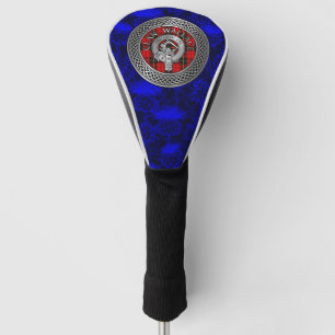 Clan Wallace Crest & Tartan Knot on Thistle Golf Head Cover