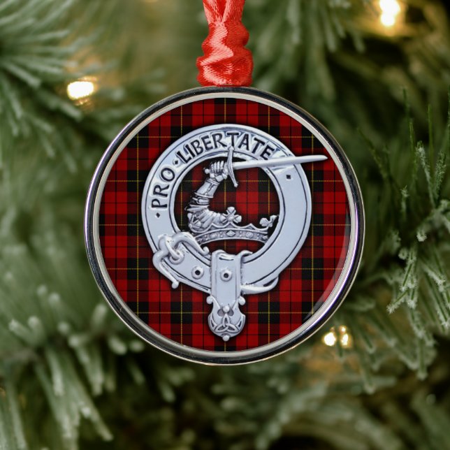 Clan Wallace Crest & Tartan Metal Ornament (Tree)