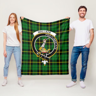 Clan Wallace Green Tartan Plaid Fleece Blanket