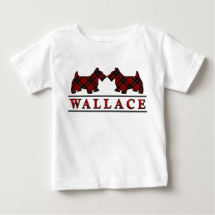 Clan Wallace Scottie Dogs Scottish Clan Tartan Baby T-Shirt
