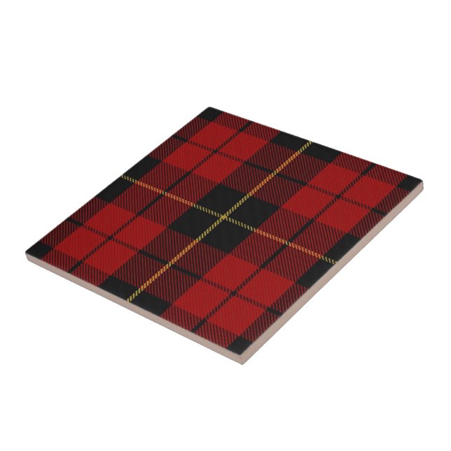Clan Wallace Scottish Expressions Red Black Tartan Tile (Side)