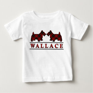 Clan Wallace Tartan Scottie Dogs Baby T-Shirt
