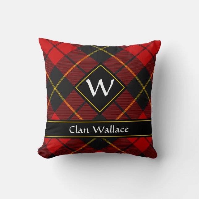 Clan Wallace Tartan Throw Pillow (Front)