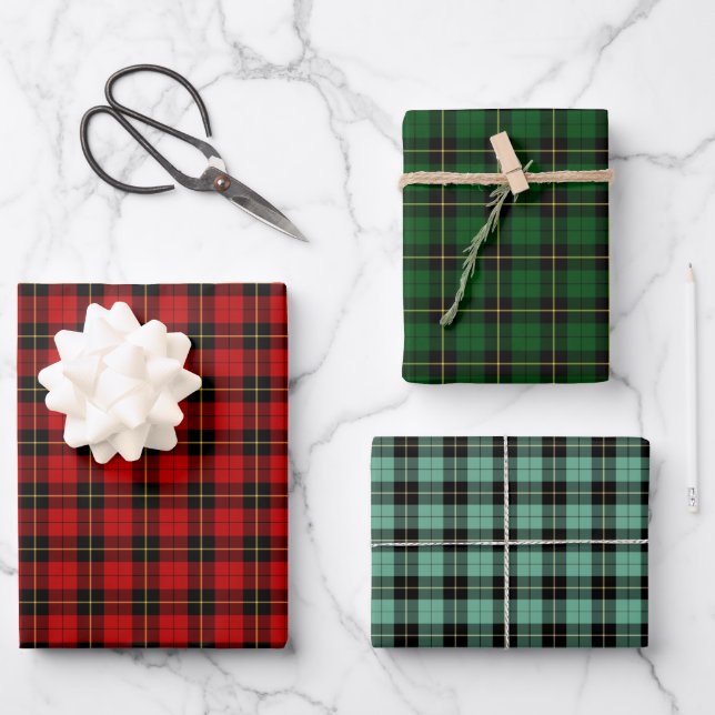 Clan Wallace Tartan Variations Wrapping Paper Sheet (Front)