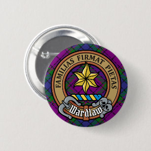 Clan Wardlaw Crest over Tartan 2 Inch Round Button