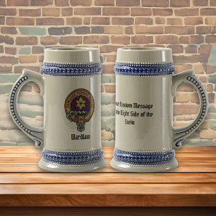 Clan Wardlaw Crest over Tartan Beer Stein