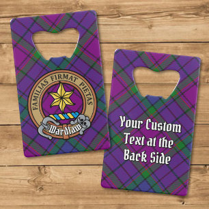Clan Wardlaw Crest over Tartan Credit Card Bottle Opener