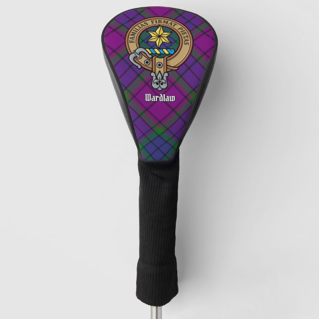 Clan Wardlaw Crest over Tartan Golf Head Cover (Front)