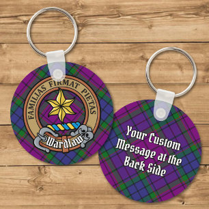 Clan Wardlaw Crest over Tartan Keychain