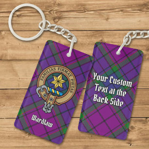 Clan Wardlaw Crest over Tartan Keychain
