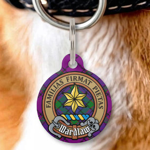 Clan Wardlaw Crest over Tartan Pet Tag