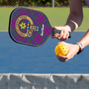 Clan Wardlaw Crest over Tartan Pickleball Paddle