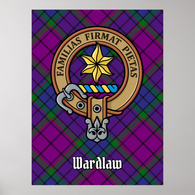 Clan Wardlaw Crest over Tartan Poster (Front)